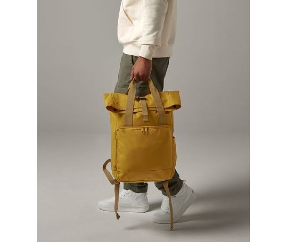 RECYCLED TWIN HANDLE ROLL-TOP LAPTOP BACKPACK