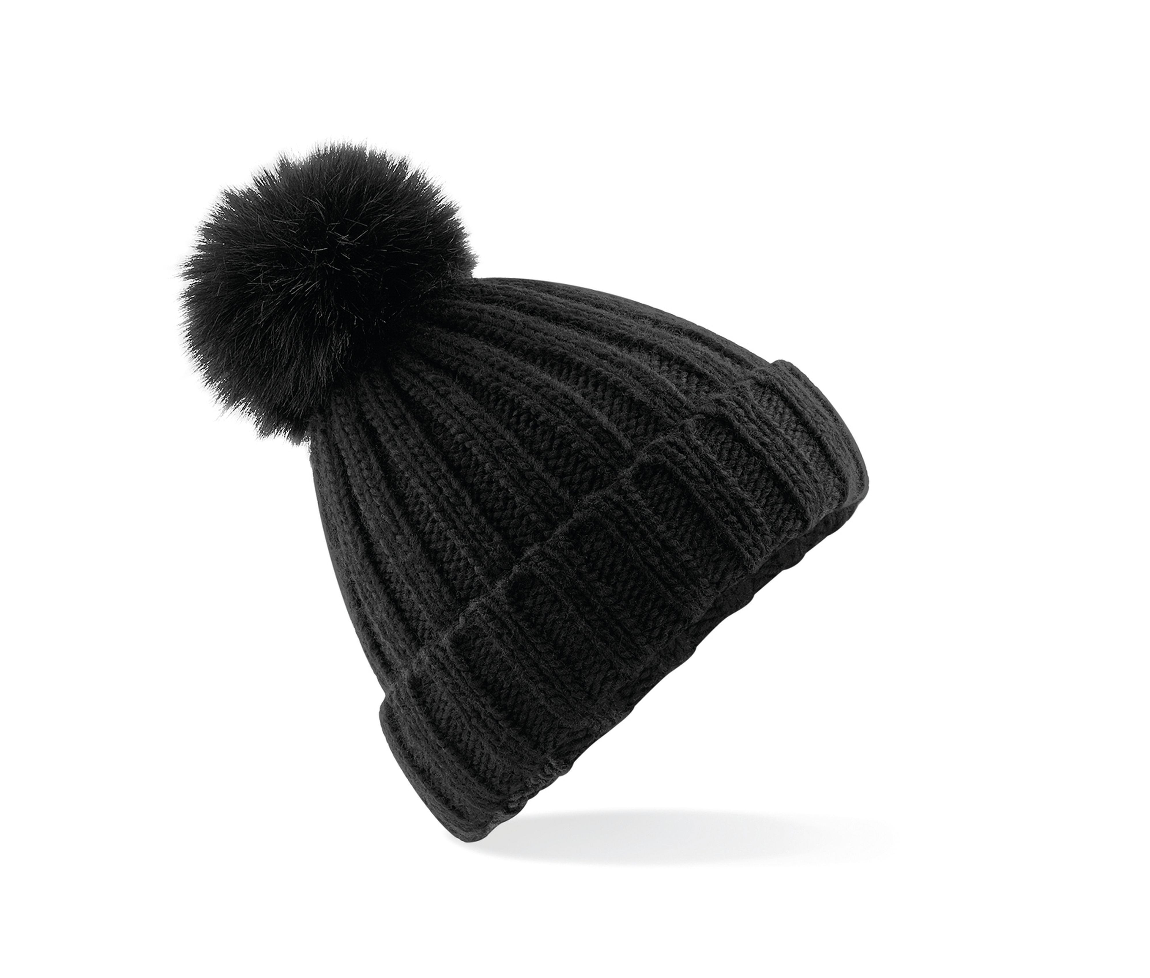 VERBIER FAUX FUR POP POM CHUNKY BEANIE - vue 2