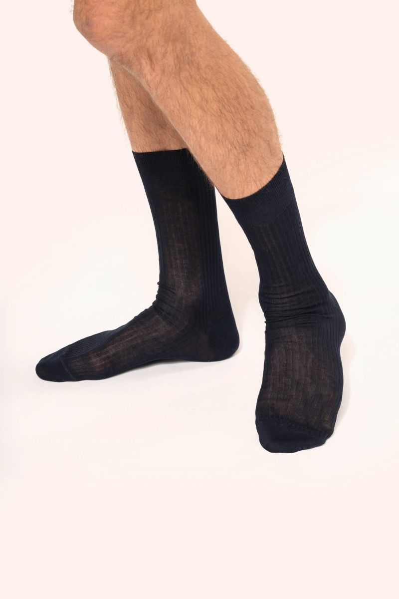 Chaussettes coton rib 4x2 fil d'Écosse homme