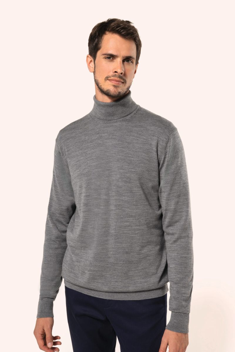 Pull Mérinos col roulé homme