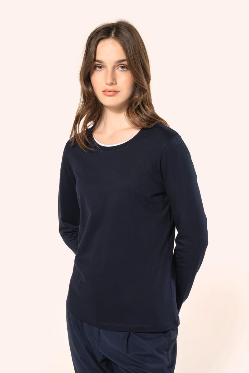 T-shirt Supima® col rond manches longues femme