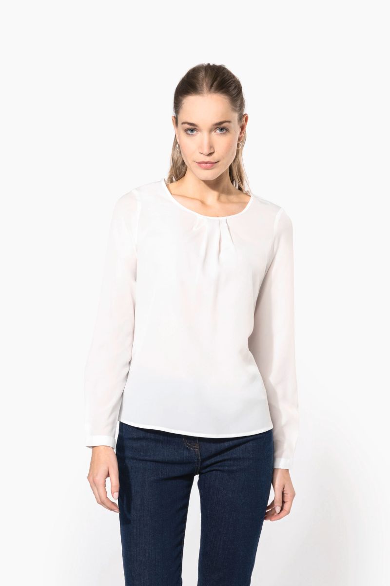 Blouse crêpe manches longues femme