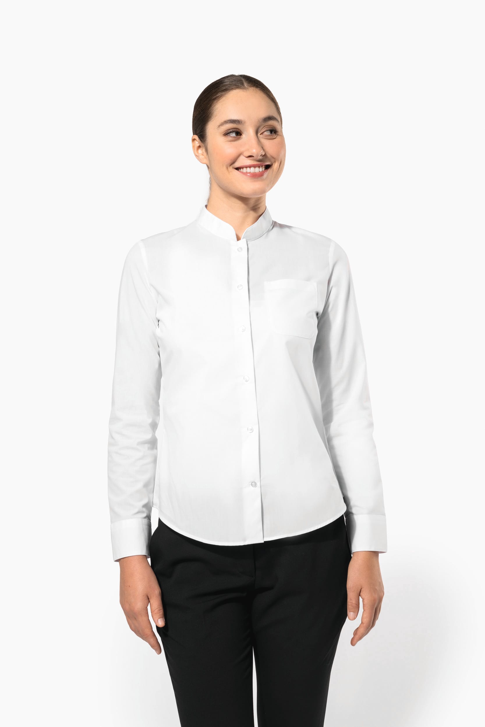 Chemise col mao manches longues femme