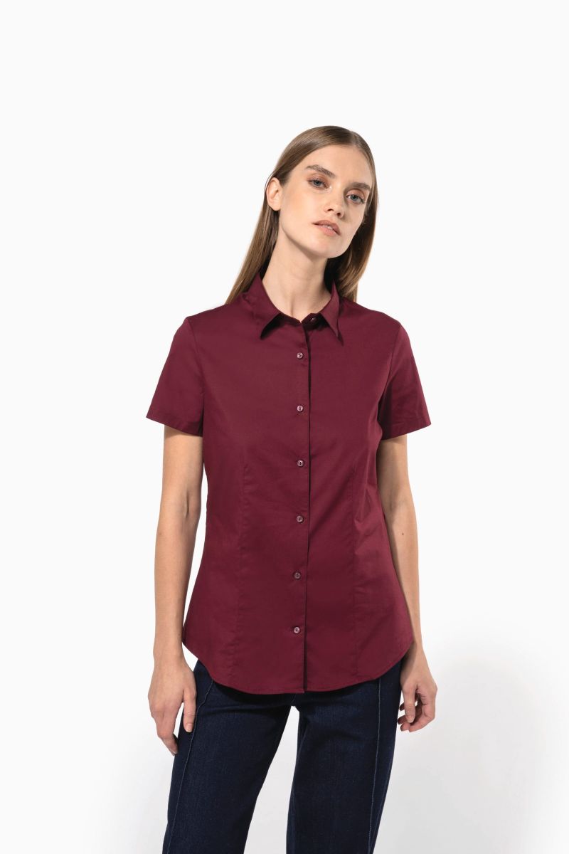 Chemise coton / élasthanne manches courtes femme