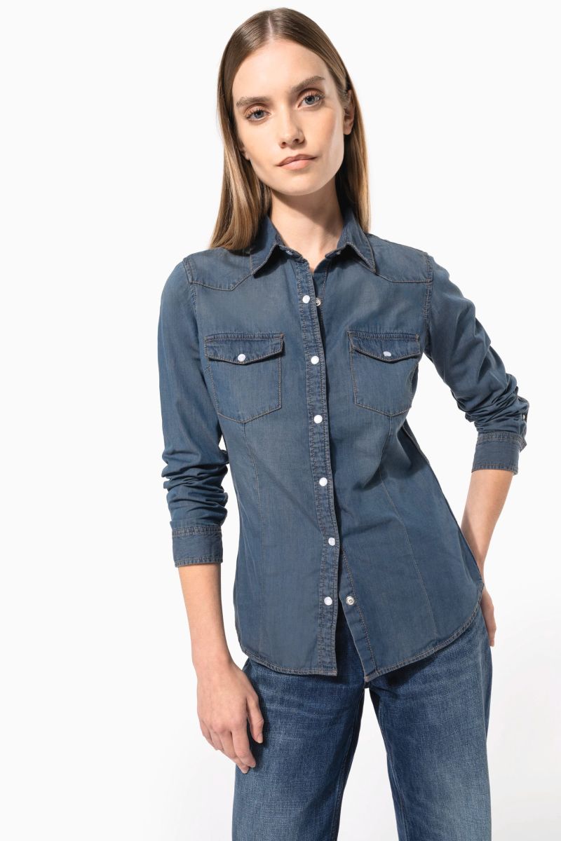 Chemise denim manches longues femme