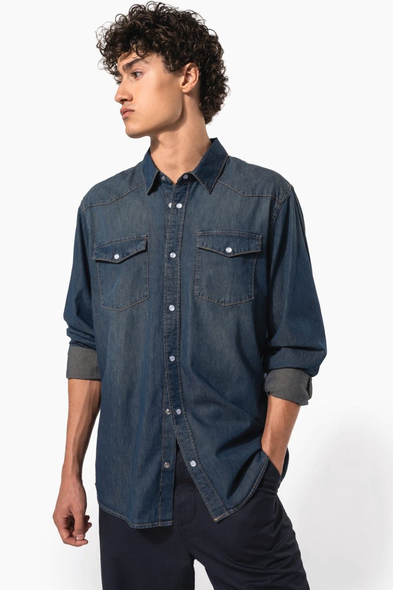 Chemise denim manches longues