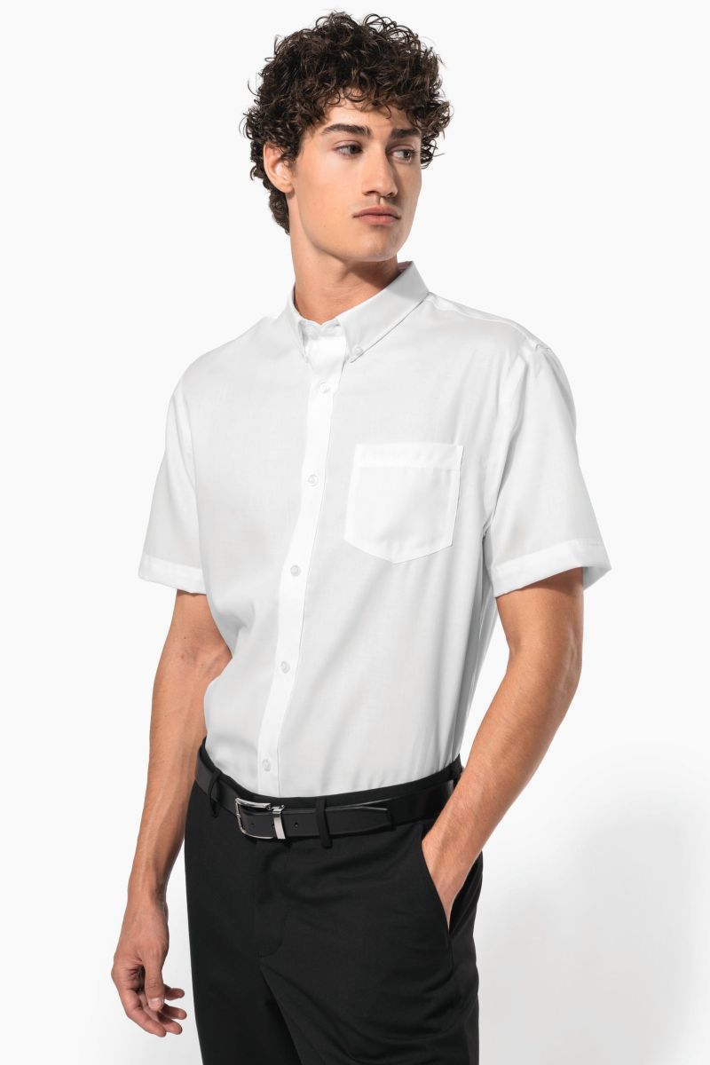 Chemise micro-sergé manches courtes sans repassage