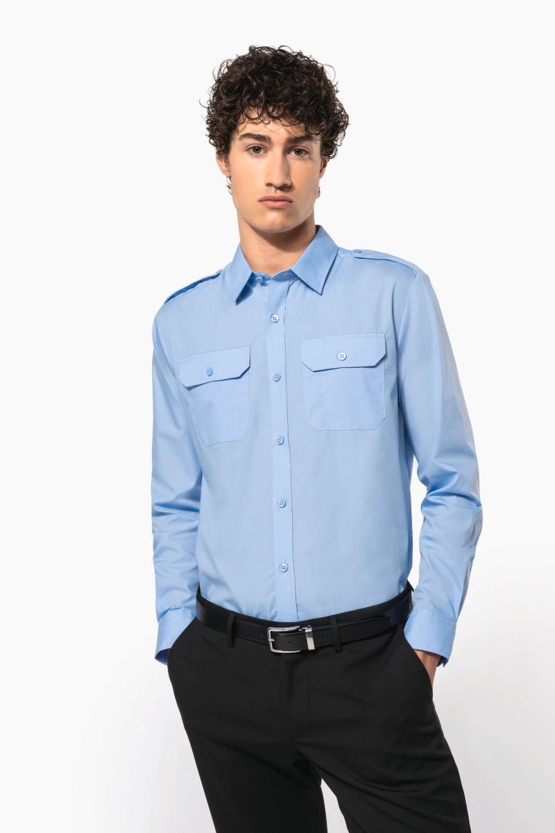 Chemise pilote manches longues homme
