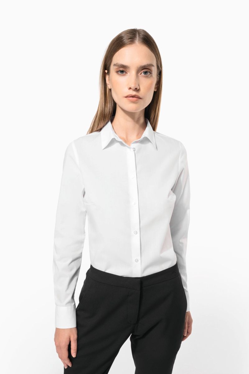 Chemise popeline polycoton sans poche entretien facile femme