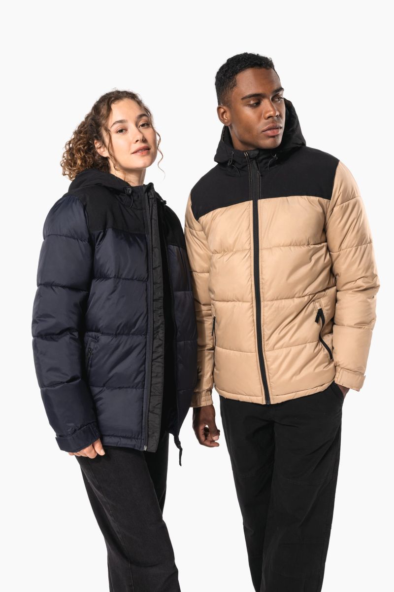 Parka matelassée à capuche bi-ton unisexe