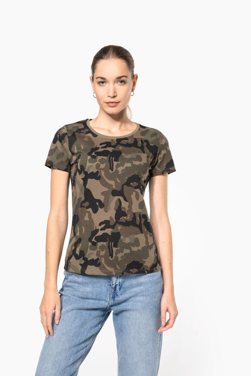T-shirt camo manches courtes femme