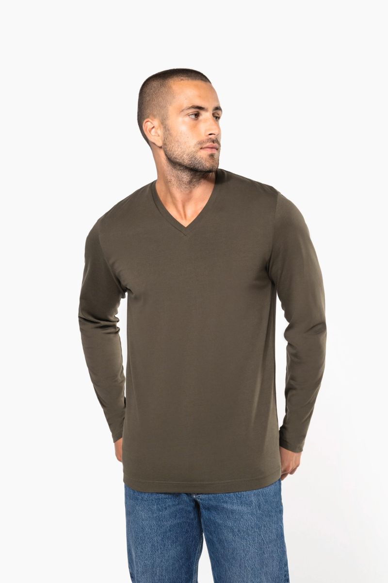 T-shirt col V manches longues homme