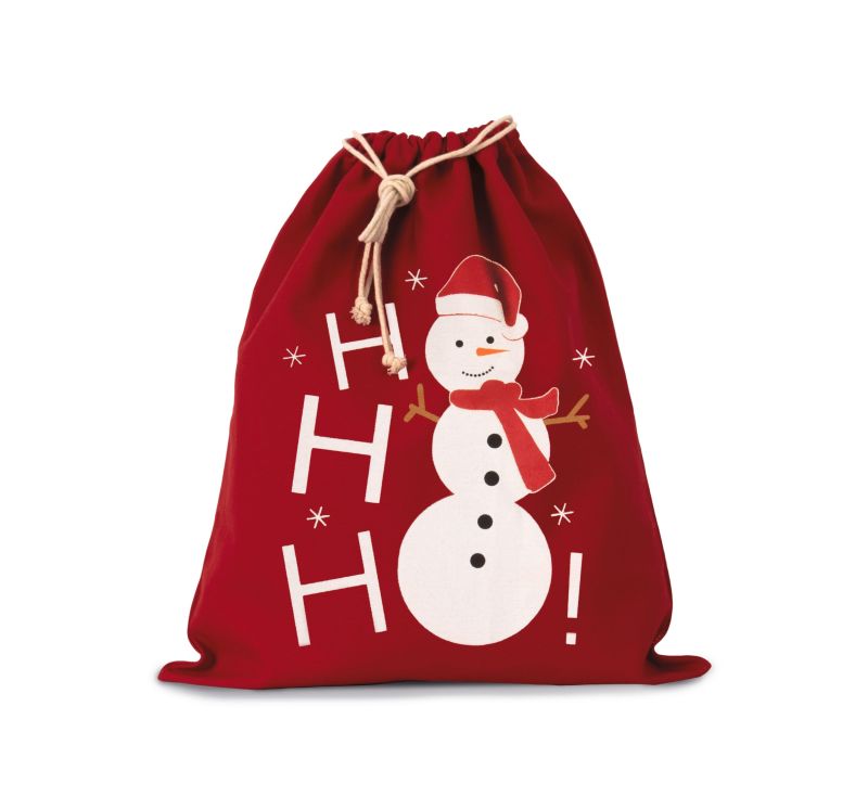 Sac coton à cordon motif bonhomme de neige