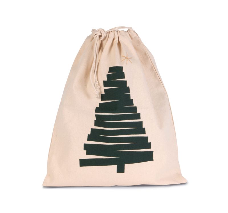Sac coton à cordon motif sapin