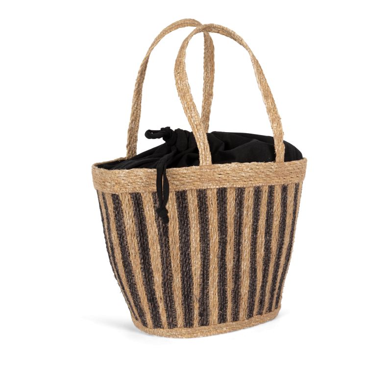Sac panier rayé en jonc de mer