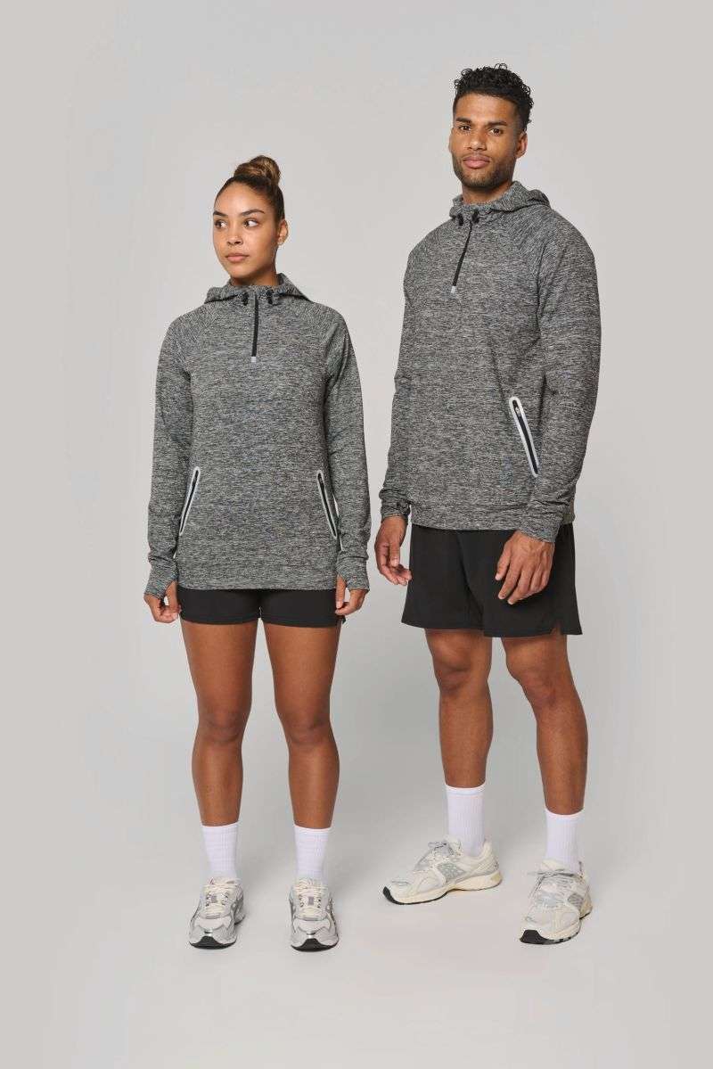 Sweat-shirt à capuche 1/4 zip sport unisexe