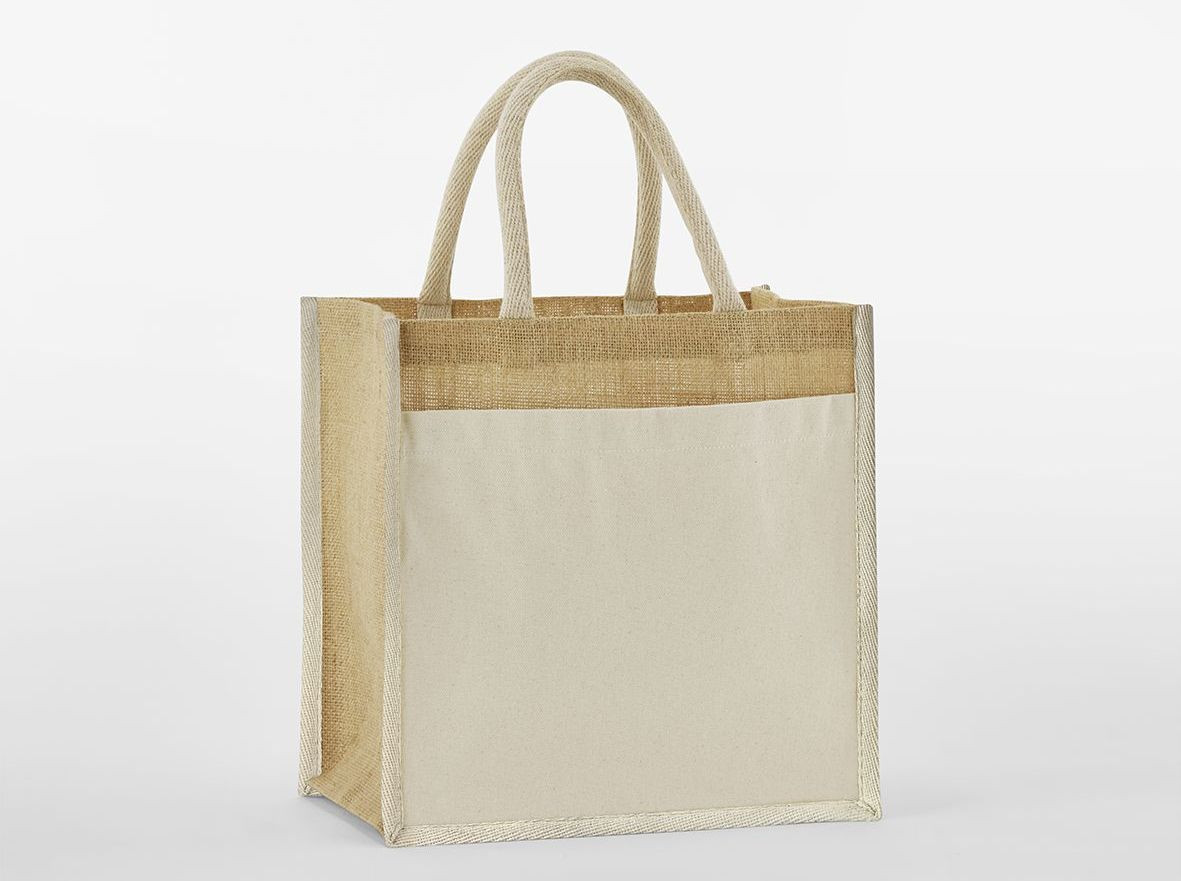 COTTON POCKET NATURAL STARCHED JUTE MIDI TOTE - vue 2