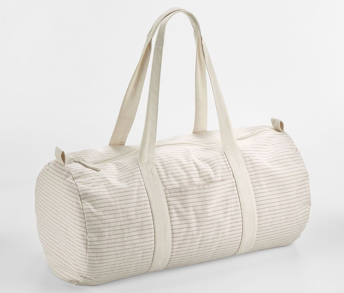 STRIPED ORGANIC COTTON BARREL BAG - vue 2